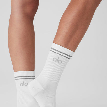 alo Men's Unisex Half-Crew Performance Sock - White