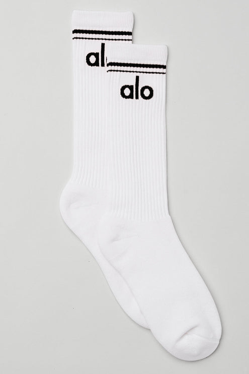 alo Men's Unisex Throwback Sock - White/Black