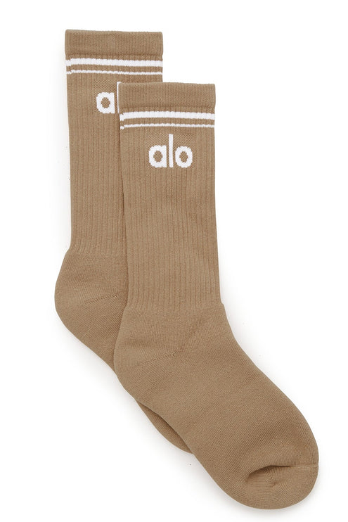 alo Men's Unisex Throwback Sock - Gravel/White