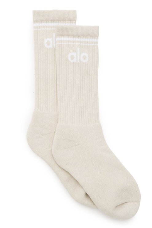 alo Women's Unisex Throwback Sock - Bone/White