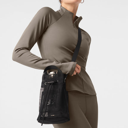 alo Women's Sheer Cross Body Bucket Bag - Black