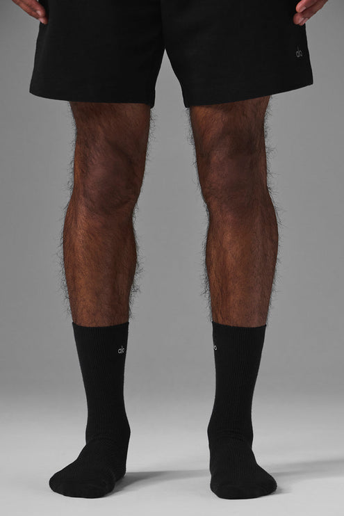 alo Men's Unisex Half-Crew Understated Sock - Black