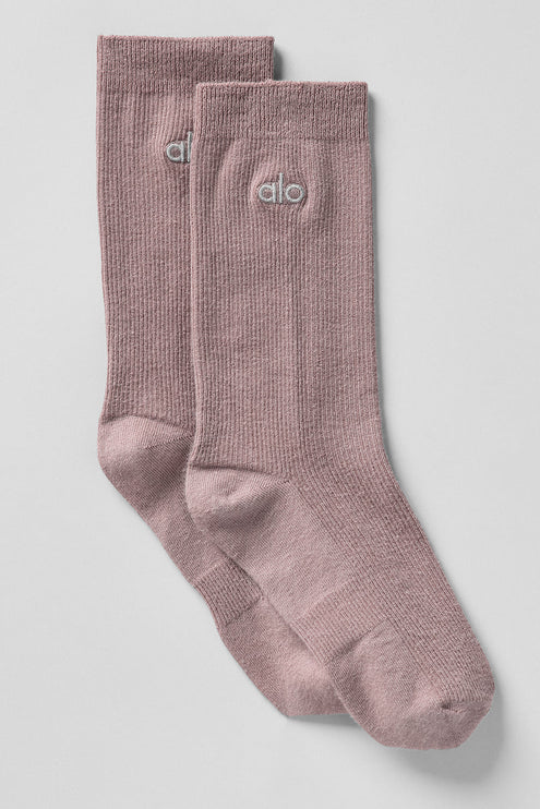 alo Men's Unisex Half-Crew Understated Sock - Mushroom