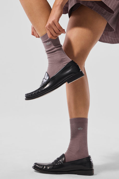 alo Men's Unisex Half-Crew Understated Sock - Mushroom