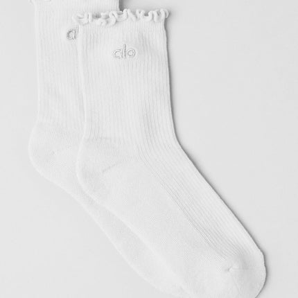 alo Women's Women's Lettuce Edge Sock - White