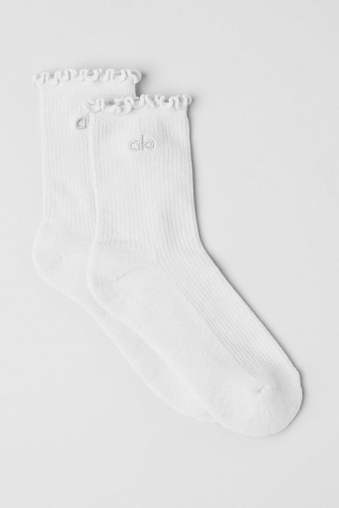 alo Women's Women's Lettuce Edge Sock - White