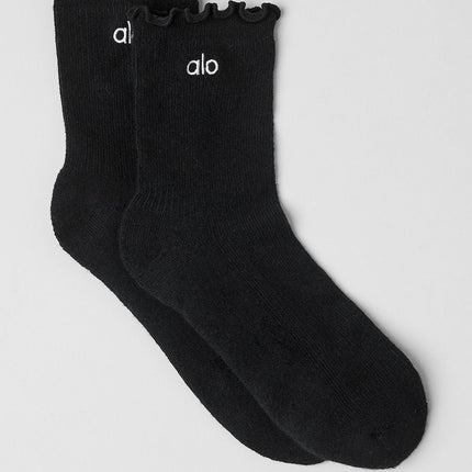 alo Women's Women's Lettuce Edge Sock - Black
