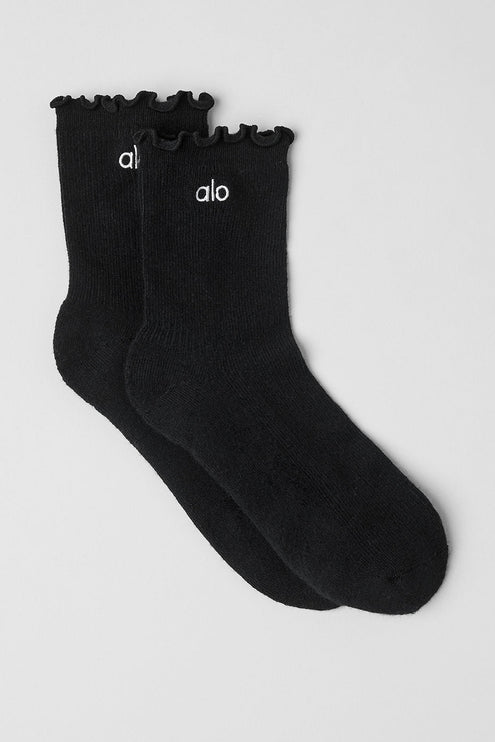 alo Women's Women's Lettuce Edge Sock - Black