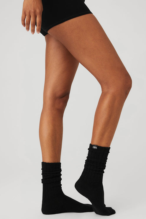 alo Women's Unisex Scrunch Sock - Black