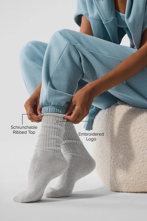 alo Unisex Cashmere Light Frosted Sock Light Heather Grey/Ivory