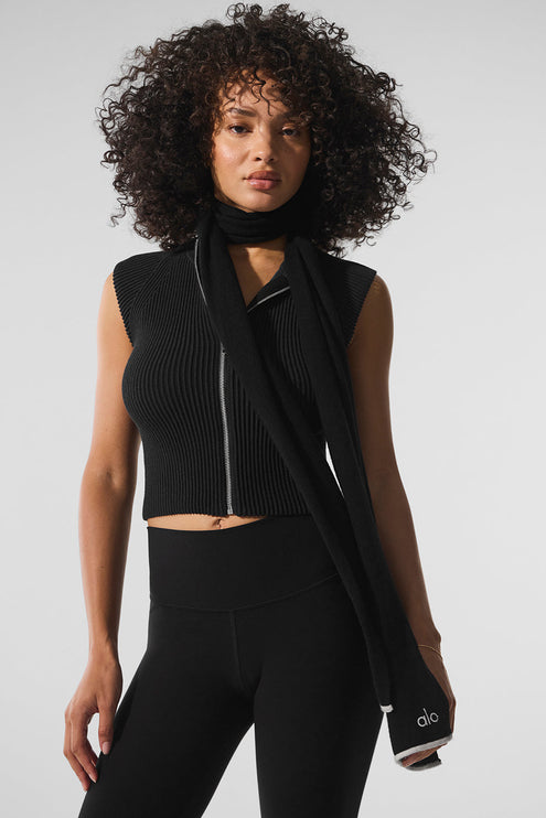 alo Men's Cashmere Light Frosted Scarf - Black/Ivory