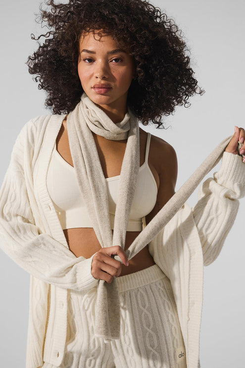 alo Women's Cashmere Light Frosted Scarf - Winter Latte/Ivory