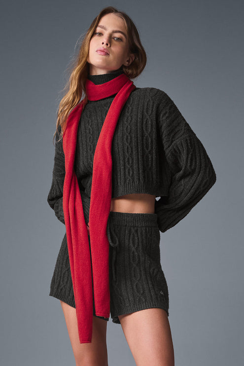 alo Women's Cashmere Light Frosted Scarf - Red Ribbon