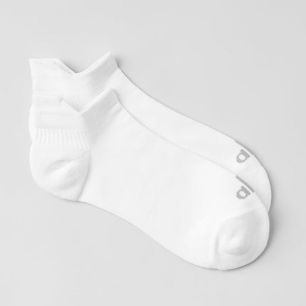 alo Women's Unisex Performance Tab Sock - White/Titanium