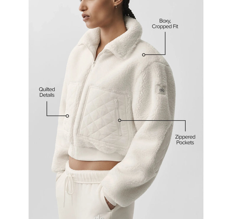 alo Women's Sherpa Edge Bomber Ivory