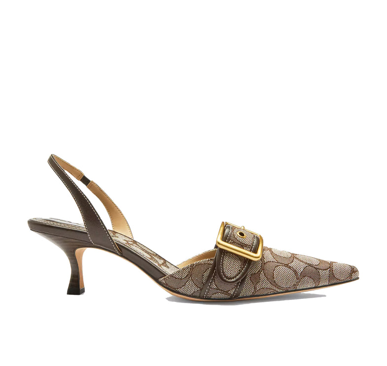 Coach Women's Margot Slingback In Signature Jacquard Oak/Maple