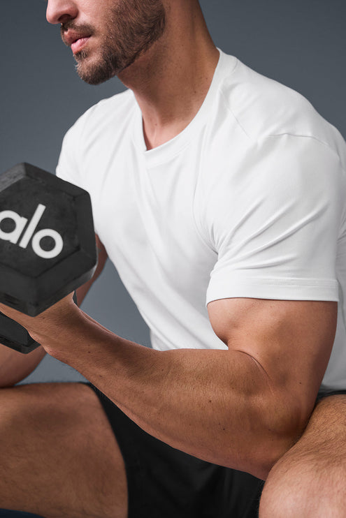 alo Men's Conquer Reform Crewneck Short Sleeve - White