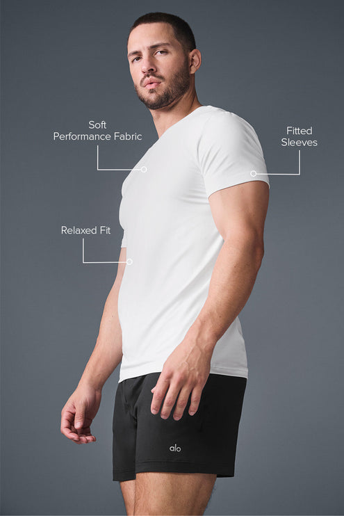 alo Men's Conquer Reform Crewneck Short Sleeve - White