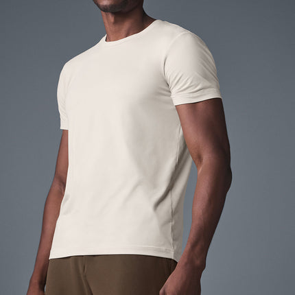 alo Men's Conquer Reform Crewneck Short Sleeve - Bone