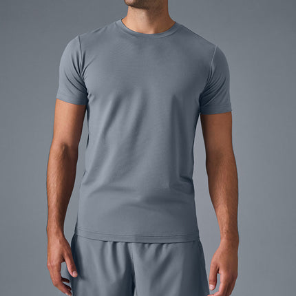 alo Men's Conquer Reform Crewneck Short Sleeve - Steel Grey