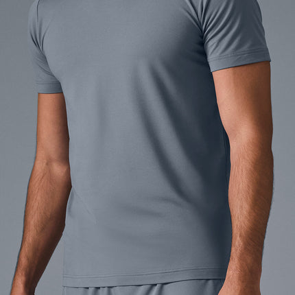 alo Men's Conquer Reform Crewneck Short Sleeve - Steel Grey