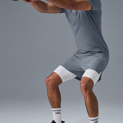 alo Men's Conquer Reform Crewneck Short Sleeve - Steel Grey