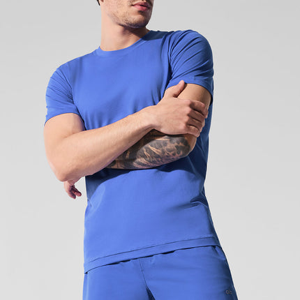 alo Men's Conquer Reform Crewneck Short Sleeve - Marathon Blue