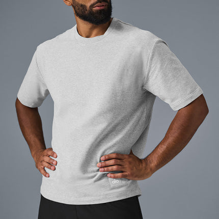 alo Men's Double Take Short Sleeve - Athletic Heather Grey