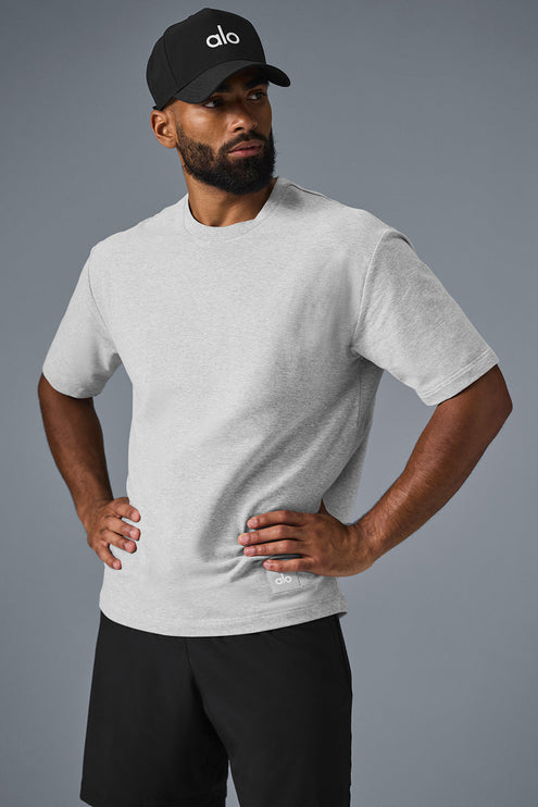 alo Men's Double Take Short Sleeve - Athletic Heather Grey