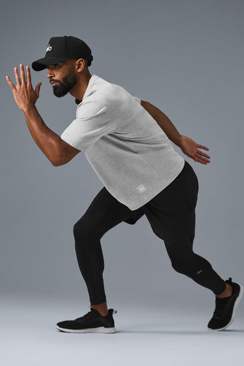 alo Men's Double Take Short Sleeve - Athletic Heather Grey