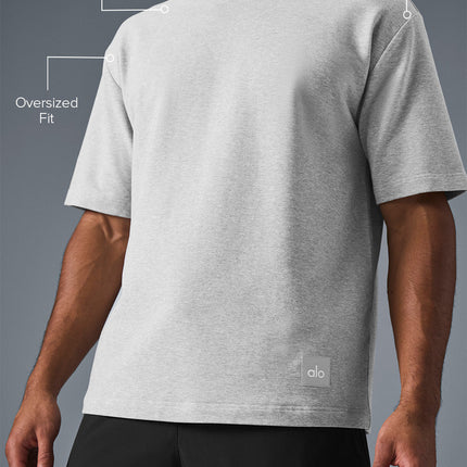 alo Men's Double Take Short Sleeve - Athletic Heather Grey