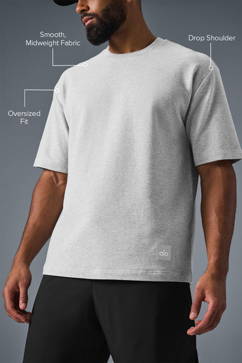 alo Men's Double Take Short Sleeve - Athletic Heather Grey