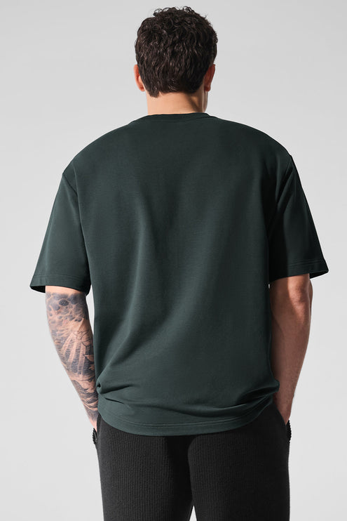 alo Men's Double Take Short Sleeve - Charcoal Green