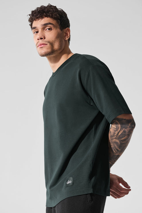 alo Men's Double Take Short Sleeve - Charcoal Green
