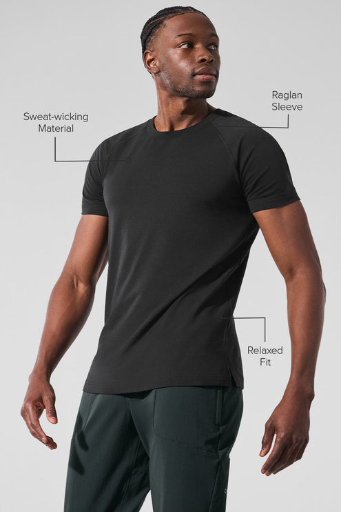 alo Men's Alo Vapor Crewneck Short Sleeve - Black