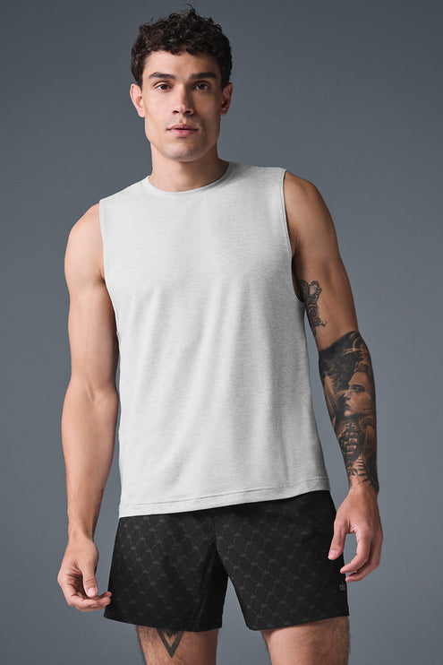 alo Men's Conquer Muscle Tank - Athletic Heather Grey