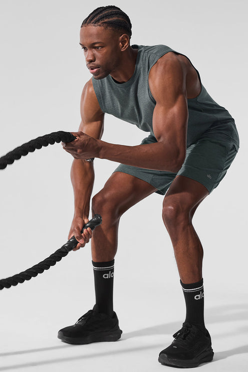 alo Men's Conquer Muscle Tank - Charcoal Green Heather