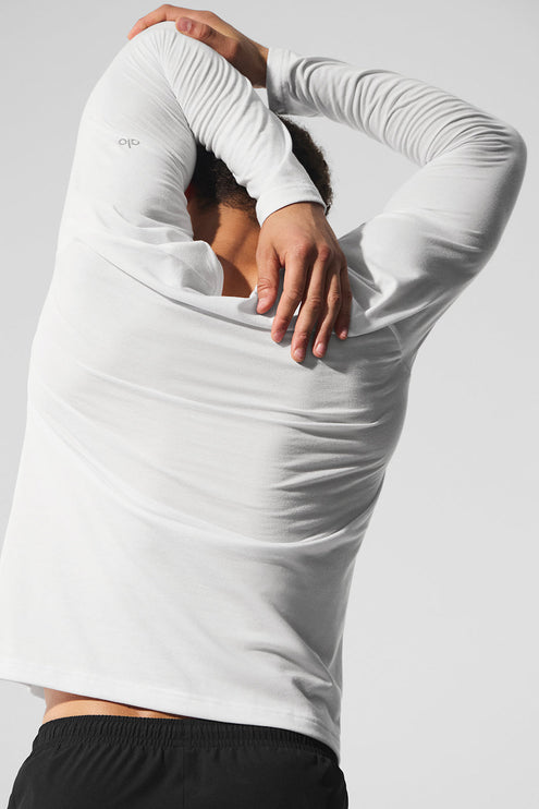 alo Men's Triumph Long Sleeve Tee - White