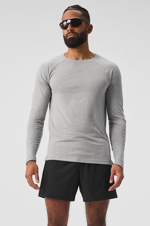 alo Men's Triumph Long Sleeve Tee - Athletic Heather Grey