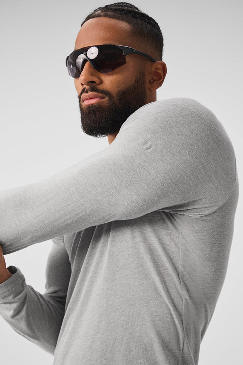 alo Men's Triumph Long Sleeve Tee - Athletic Heather Grey