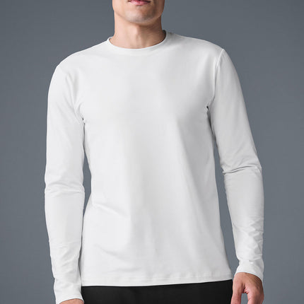 alo Men's Conquer Reform Crewneck Long Sleeve - White