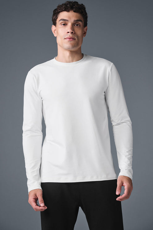 alo Men's Conquer Reform Crewneck Long Sleeve - White