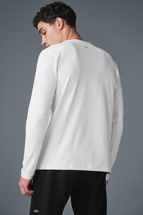 alo Men's Conquer Reform Crewneck Long Sleeve - White