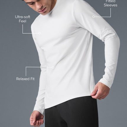 alo Men's Conquer Reform Crewneck Long Sleeve - White