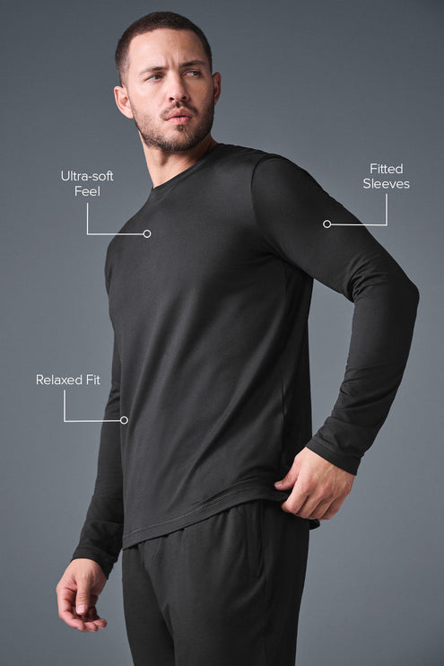 alo Men's Conquer Reform Crewneck Long Sleeve - Black