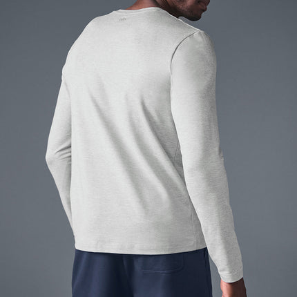 alo Men's Conquer Reform Crewneck Long Sleeve - Athletic Heather Grey