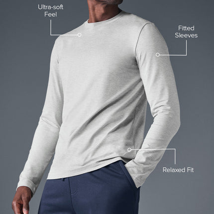 alo Men's Conquer Reform Crewneck Long Sleeve - Athletic Heather Grey