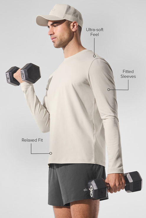 alo Men's Conquer Reform Crewneck Long Sleeve - Bone