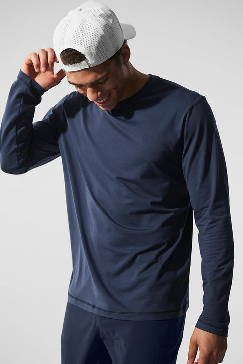 alo Men's Conquer Reform Crewneck Long Sleeve - Navy