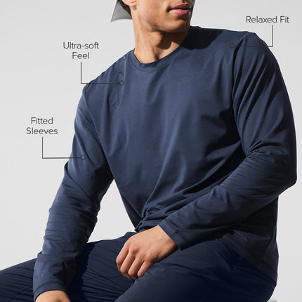 alo Men's Conquer Reform Crewneck Long Sleeve - Navy